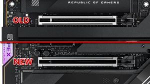 It appears love Asus redesigned the scratchy PCIe slots on its motherboards