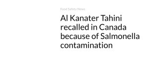 Al Kanater Tahini recalled in Canada as a result of Salmonella contamination