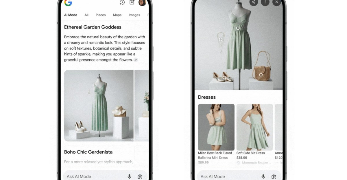 Google AI Mode will generate wrong clothes to wait on you to aquire proper ones