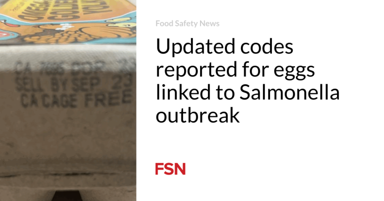 As a lot as this level codes reported for eggs linked to Salmonella outbreak