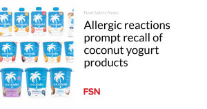 Hypersensitive response indicators instructed recall of coconut yogurt products