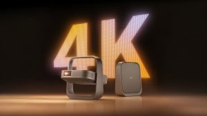 The original Z9X mini 4K projector from Xgimi blueprint a gimbal type hinge and Harman Kardon audio